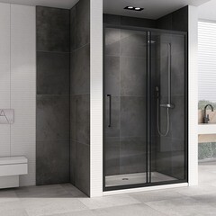 Душевая дверь Abber стекло прозрачное 140х195 см профиль черный 6 мм раздвижная (AG30140BH) - фото 3