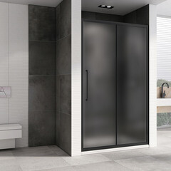 Душевая дверь Abber стекло матовое 100х195 см профиль черный 6 мм раздвижная (AG30100BMH) - фото 3