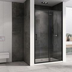 Душевая дверь Abber стекло прозрачное 130х190 см профиль черный 5 мм раздвижная (AG30130B5) - фото 3