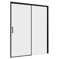 Изображение товара Душевая дверь Abber Komfort стекло прозрачное 160х200 см профиль черный 8 мм раздвижная (AG93160B)