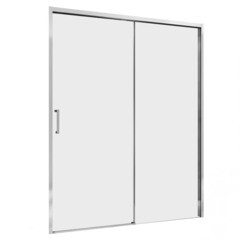 Изображение товара Душевая дверь Abber Komfort стекло прозрачное 150х200 см профиль хром 8 мм раздвижная (AG93150)