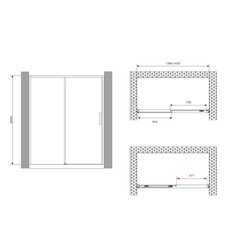 Душевая дверь Abber Komfort стекло прозрачное 140х200 см профиль черный 8 мм раздвижная (AG93140B) - фото 2