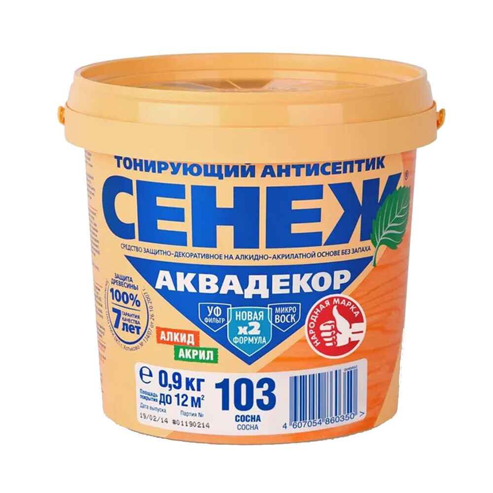 

Антисептик Сенеж Аквадекор декоративный для дерева сосна 0,9 кг, Бежевый