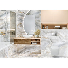 Керамогранит LCM Agate бежевый полированный 1200х600х7 мм (2 шт.= 1,44 кв.м) - фото 10