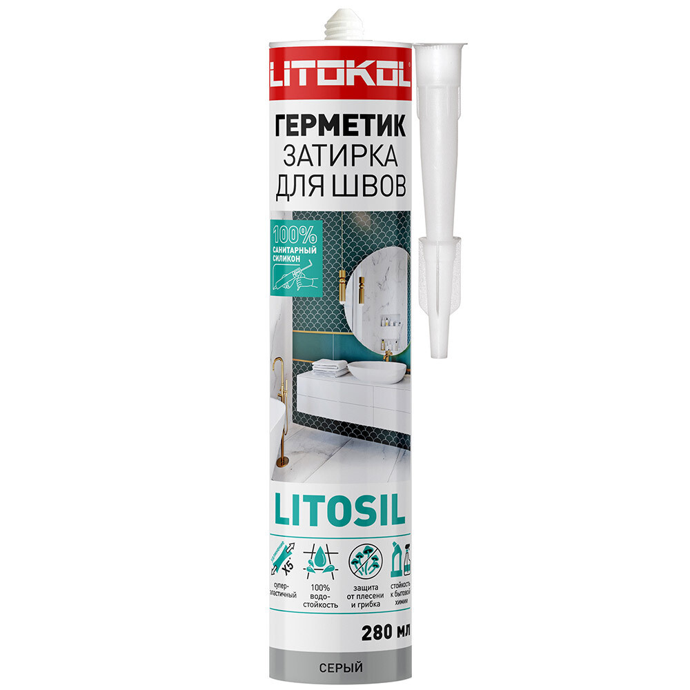 

Герметик силиконовый затирка Litokol Litosil серый 280 мл