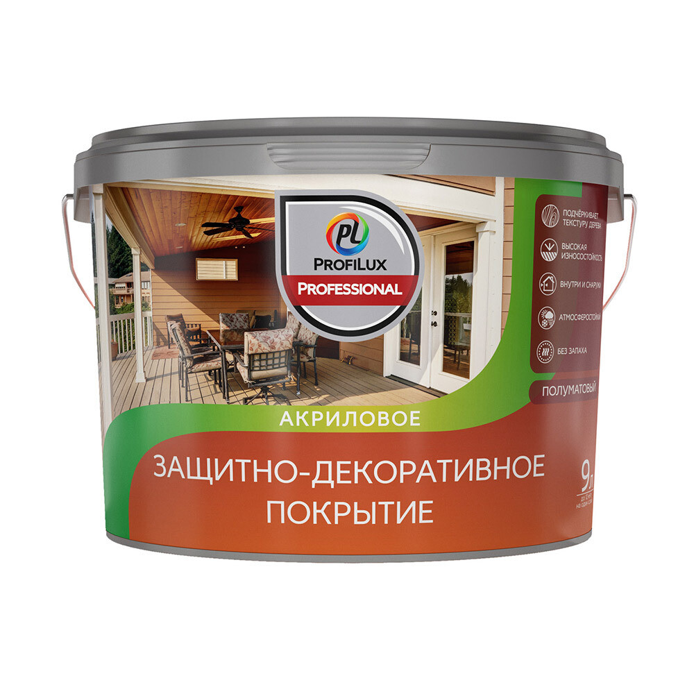 

Лак акриловый мебельный Profilux Professional бесцветный 9 л полуматовый