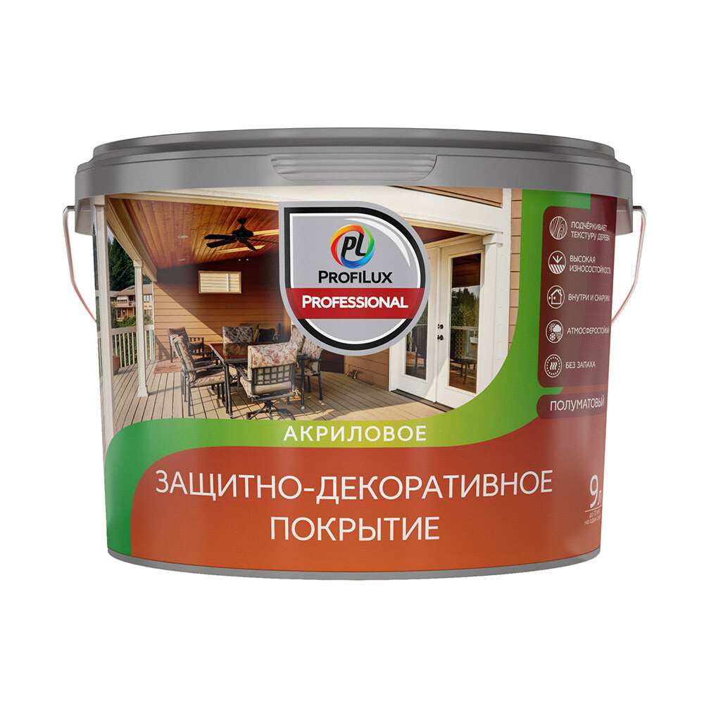 

Лак акриловый мебельный Profilux Professional тик 9 л полуматовый, Коричневый