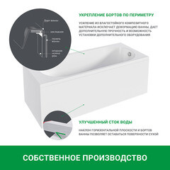 Ванна акриловая 1Marka Monck 170х70 см без ножек (01атл1770) - фото 9