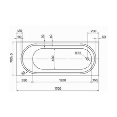 Ванна акриловая Tanaris 170х70 см без ножек (01тан1770) - фото 4