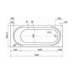 Ванна акриловая Tanaris 150х70 см без ножек (01тан1570) - фото 4