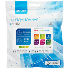 Лента светодиодная SMD 5050 Apeyron (000017) RGB свет 14,4 Вт 12 В IP20 5 м - фото 7