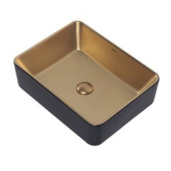 Раковина Abber Rechteck 49 см накладная золото матовое/черная (AC2212BG) - фото 3