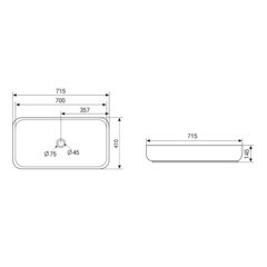 Раковина Abber Rechteck 72 см накладная серая матовая (AC2210MG) - фото 2