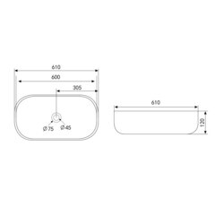 Раковина Abber Rechteck 61 см накладная белая (AC2209) - фото 2