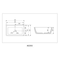 Раковина Abber Rechteck 50 см накладная белая (AC2203) - фото 2