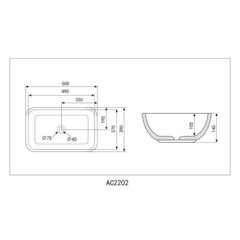 Раковина Abber Rechteck 50 см накладная серая матовая (AC2202MG) - фото 2
