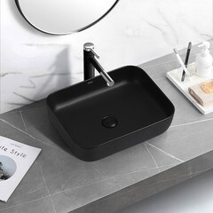 Раковина Abber Rechteck 50 см накладная черная матовая (AC2202MB) - фото 2