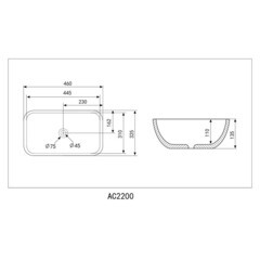 Раковина Abber Rechteck 46 см накладная серебро (AC2200GS) - фото 2