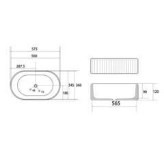 Раковина Abber Bequem 58 см накладная белая матовая (AC2116MW) - фото 2