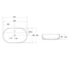 Раковина Abber Bequem 61 см накладная белая (AC2113) - фото 2