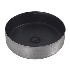 Раковина Abber Bequem 40 см накладная черная матовая/серебро (AC2109BS) - фото 1
