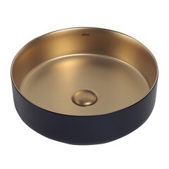 Раковина Abber Bequem 40 см накладная золото матовое/черная (AC2109BG) - фото 1