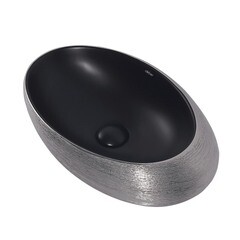 Раковина Abber Bequem 49 см накладная черная матовая/серебро (AC2107BS) - фото 5