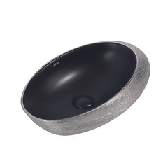 Раковина Abber Bequem 49 см накладная черная матовая/серебро (AC2107BS) - фото 2