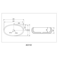 Раковина Abber Bequem 60 см накладная белая (AC2102) - фото 2