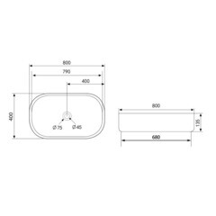Раковина Abber Bequem 80 см накладная белая матовая (AC2110MW) - фото 2