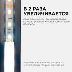 Профиль для светодиодной ленты Apeyron (08-03-Ч) 2 м угловой - фото 5