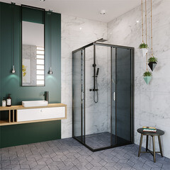 Душевой уголок Alex Baitler черный 90х90х200 см квадрат стекло тонированное 6 мм (AB144-B90) - фото 6