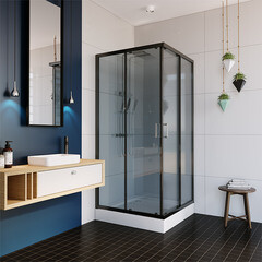 Душевой уголок Alex Baitler черный 90х90х200 см квадрат стекло тонированное 6 мм (AB144-B90) - фото 4