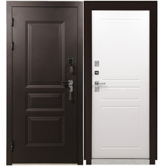 Изображение товара Дверь входная с терморазрывом Промет Винтер левая коричневый муар - белый грунт 980х2050 мм