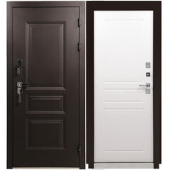 Изображение товара Дверь входная с терморазрывом Промет Винтер правая коричневый муар - белый грунт 980х2050 мм
