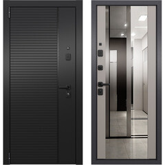 Изображение товара Дверь входная Torex Талса Скай левая крема - черная шагрень с зеркалом 950х2050 мм