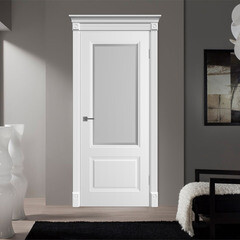 Дверь межкомнатная Норра 2 800х2000 мм эмаль белая со стеклом с замком и петлями - фото 4