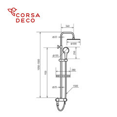 Душевая система Corsa Deco NX с верхним душем с лейкой с изливом черная (SSFNX300SB) - фото 15