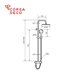 Душевая система Corsa Deco NX с верхним душем с лейкой с изливом сталь (SSFNX300SS) - фото 15