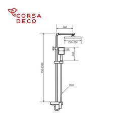 Душевая система Corsa Deco TX с верхним душем с лейкой с изливом черная (SSFTX250QB) - фото 14