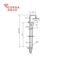 Душевая система Corsa Deco AX с верхним душем с лейкой с изливом черная (SSFAX250SB) - фото 24