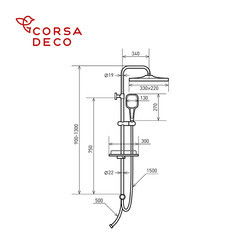 Душевой комплект Corsa Deco CX с верхним душем с лейкой черный (SSCX330QB) - фото 2