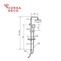 Душевой комплект Corsa Deco CX с верхним душем с лейкой черный (SSCX230SB) - фото 2