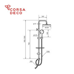 Душевой комплект Corsa Deco AX с верхним душем с лейкой хром (SSAX250S) - фото 4