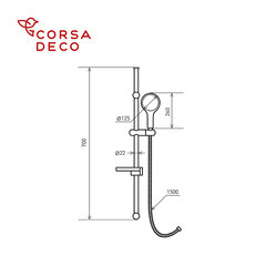 Душевой комплект Corsa Deco AX со шлангом со стойкой хром (SSETAX120S) - фото 2