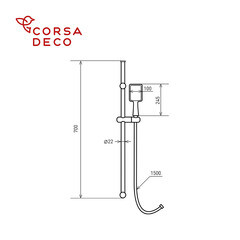 Душевой комплект Corsa Deco TX со шлангом со стойкой черный (SSETTX100QB) - фото 2