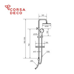Душевой комплект Corsa Deco NX с верхним душем с лейкой черный (SSNX300SB) - фото 2