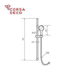 Душевой комплект Corsa Deco FX со шлангом со стойкой черный (SSETFX120SB) - фото 2