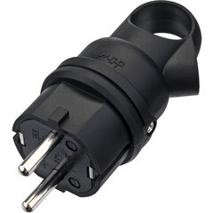 Изображение товара Вилка штепсельная Düwi с заземлением IP44 угловая черная