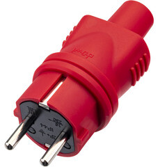 Вилка штепсельная Düwi с заземлением IP44 красная
